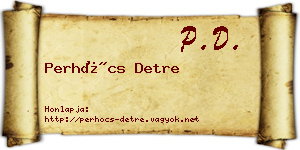 Perhócs Detre névjegykártya